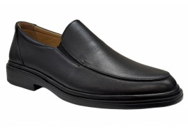 Pantofi barbati, eleganti, din piele naturala, cu elastic, Negru, TEST44N